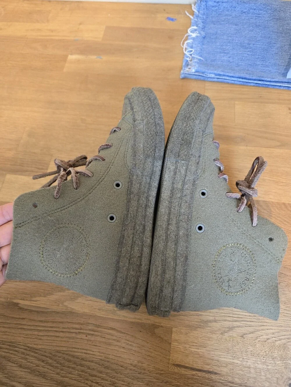 Converse x JW Anderson Chuck 70 Felt High Top Sneakers Olive Green Women's 7 - Picture 4 of 16